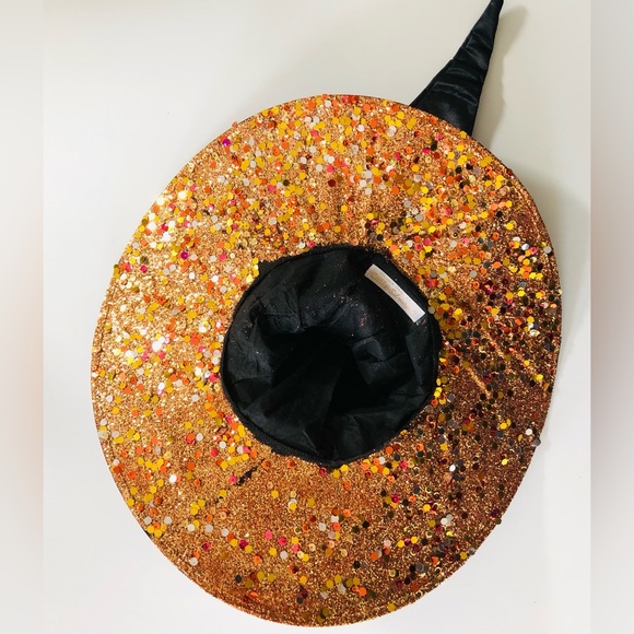 Witch hat multiple styling options in orange sparkle covered brim artisa… - Picture 5 of 16